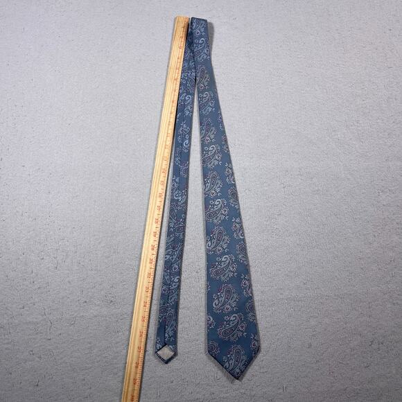 Christian Dior Tie Blue Paisley Silk Made in USA Fabric Woven in Italy Classic - Picture 3 of 5
